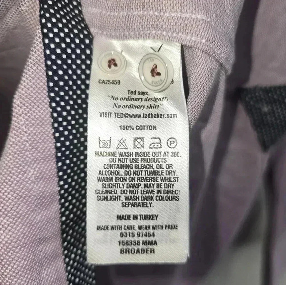 Ted Baker London Shirt Mens Small Purple Broader Slim Fit Pique Flip Cuff - Picture 9 of 12